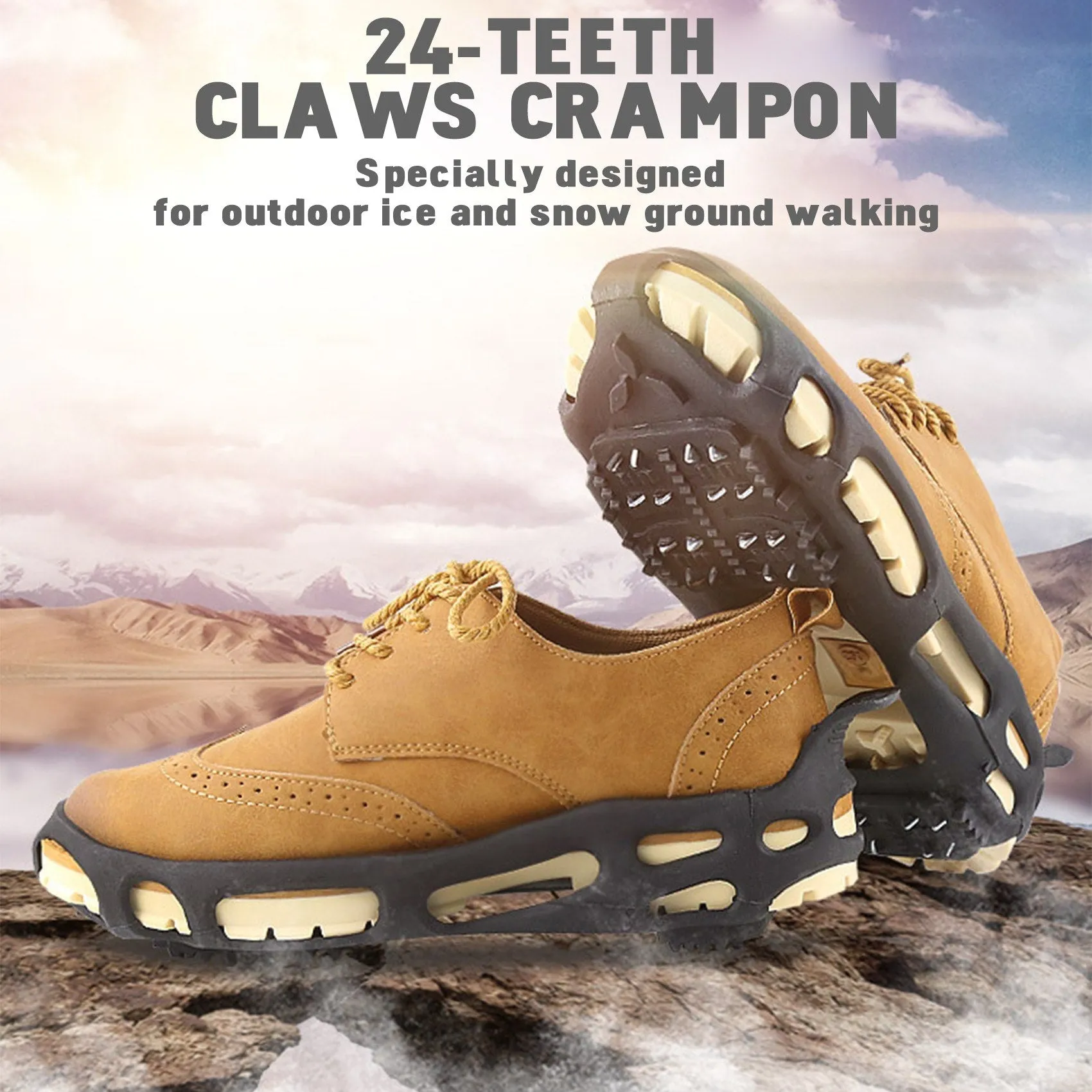 1 Pair 24-Teeth Ice Spikes Claws Ice Cleats Snow Traction Cleats Crampon for Walking on Snow and Ice