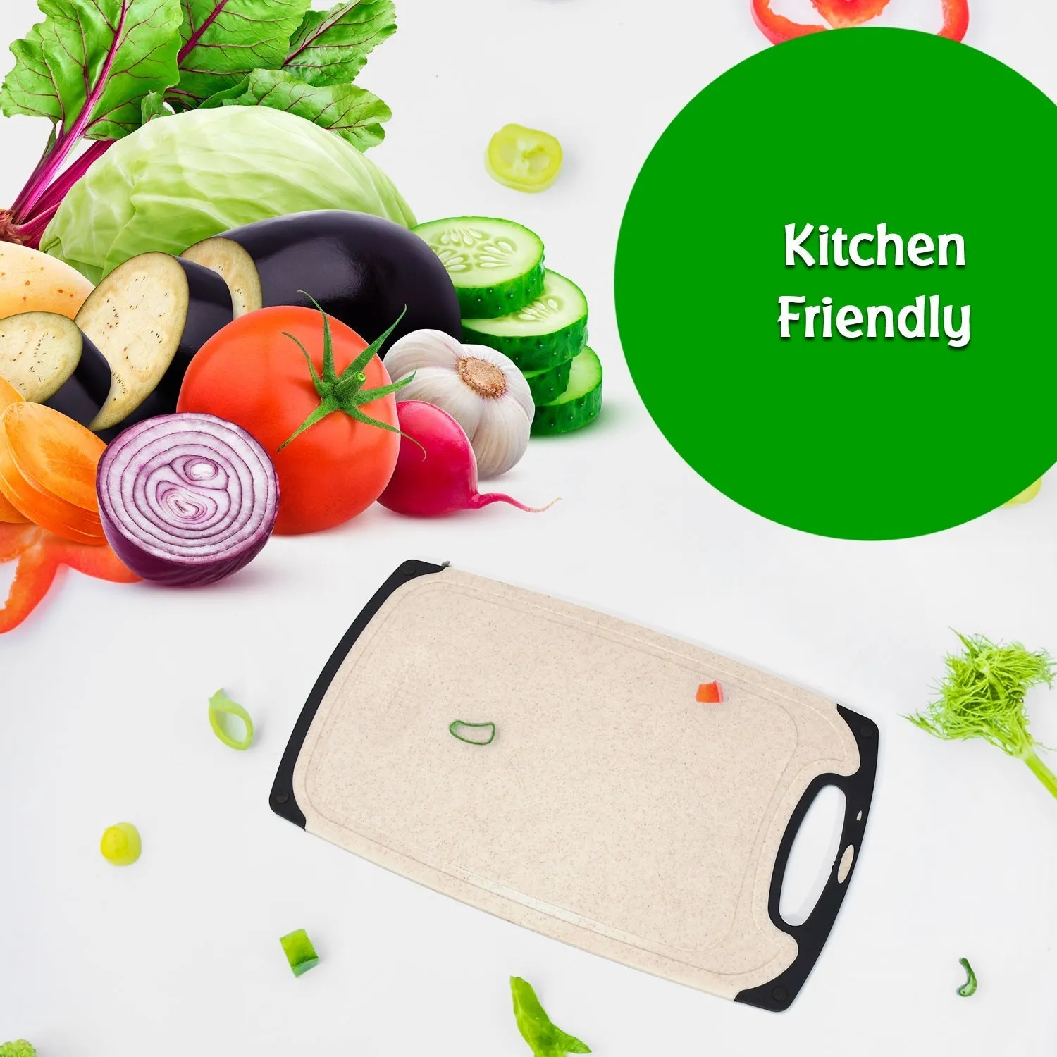 2447 Vegetables and Fruits Cutting Chopping Board Plastic Chopper Cutter Board Non-slip Antibacterial Surface with Extra Thickness