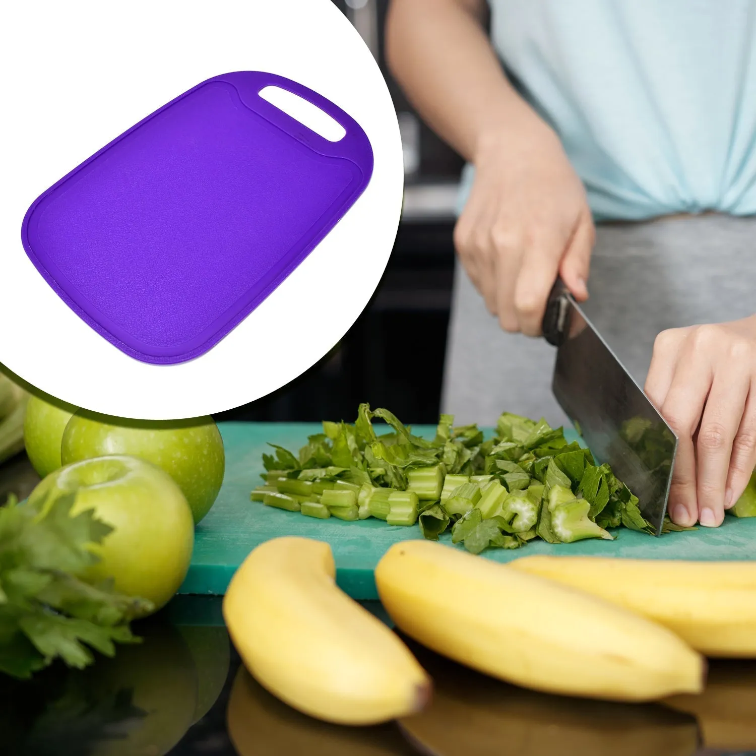 2477 Vegetables and Fruits Cutting Chopping Board Plastic Chopper Cutter Board Non-slip Antibacterial Surface with Extra Thickness