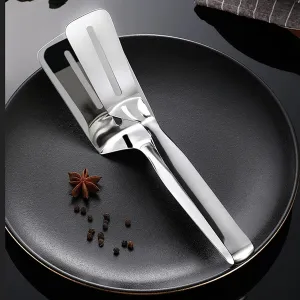 2918 Multifunction Cooking Serving Turner Frying Food Tong. Stainless Steel Steak Clip Clamp BBQ Kitchen Tong.