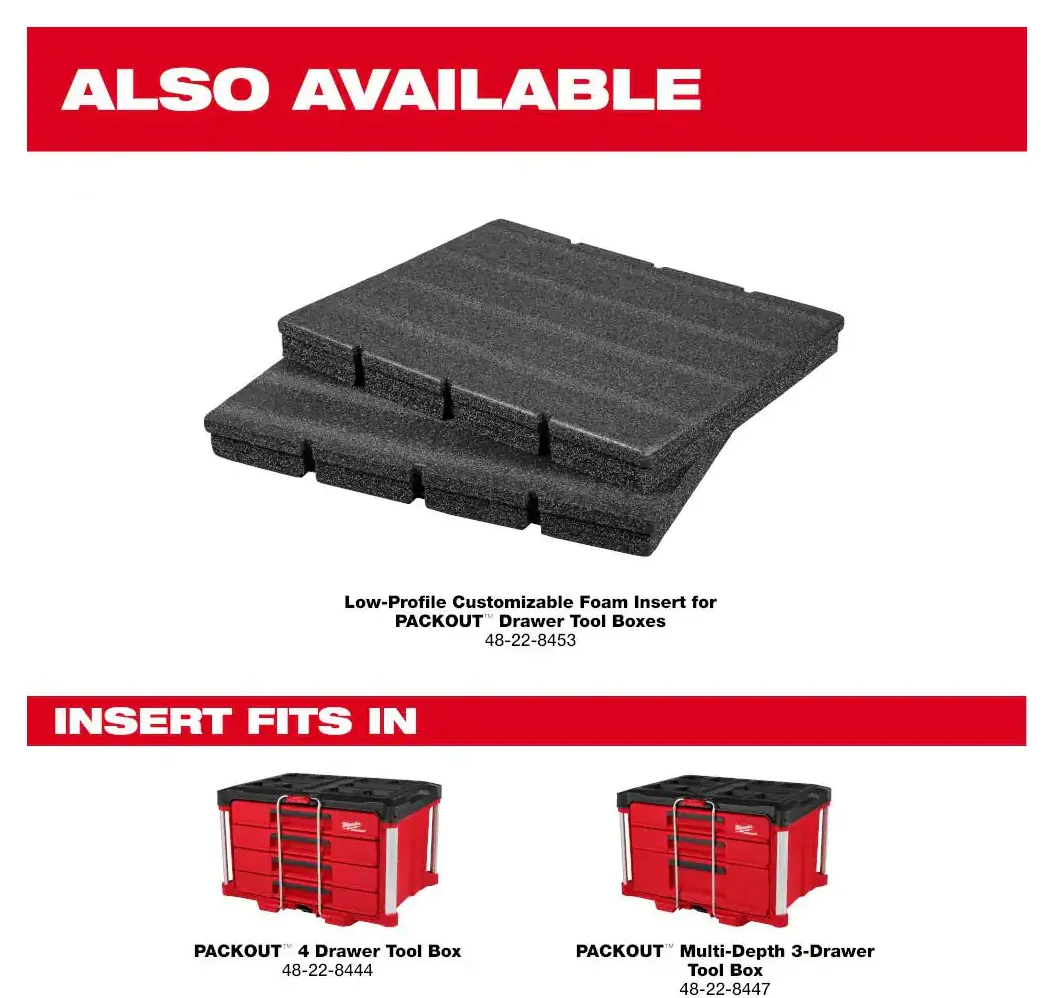 48-22-8447 Milwaukee PACKOUT 3-Drawer Tool Box w/Metal Corners