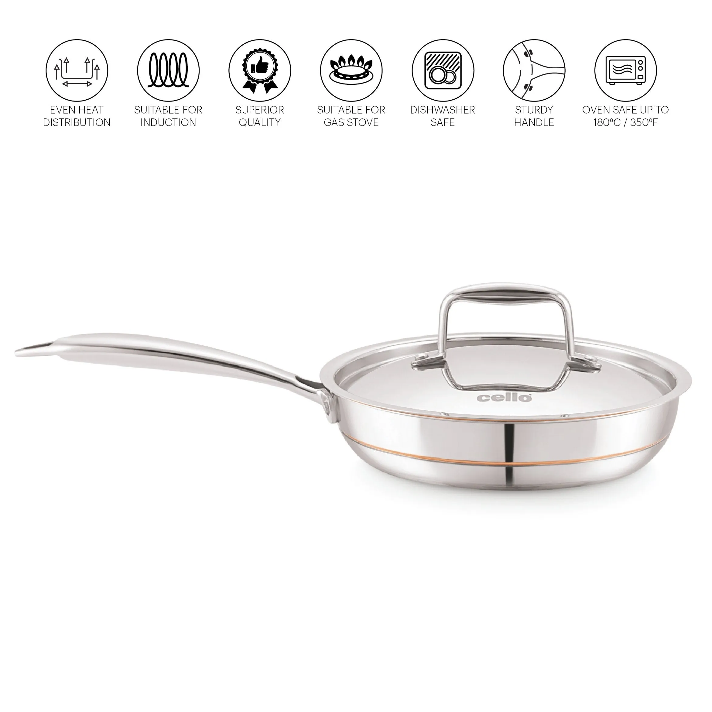 5-Ply Stainless Steel Fry Pan with Lid