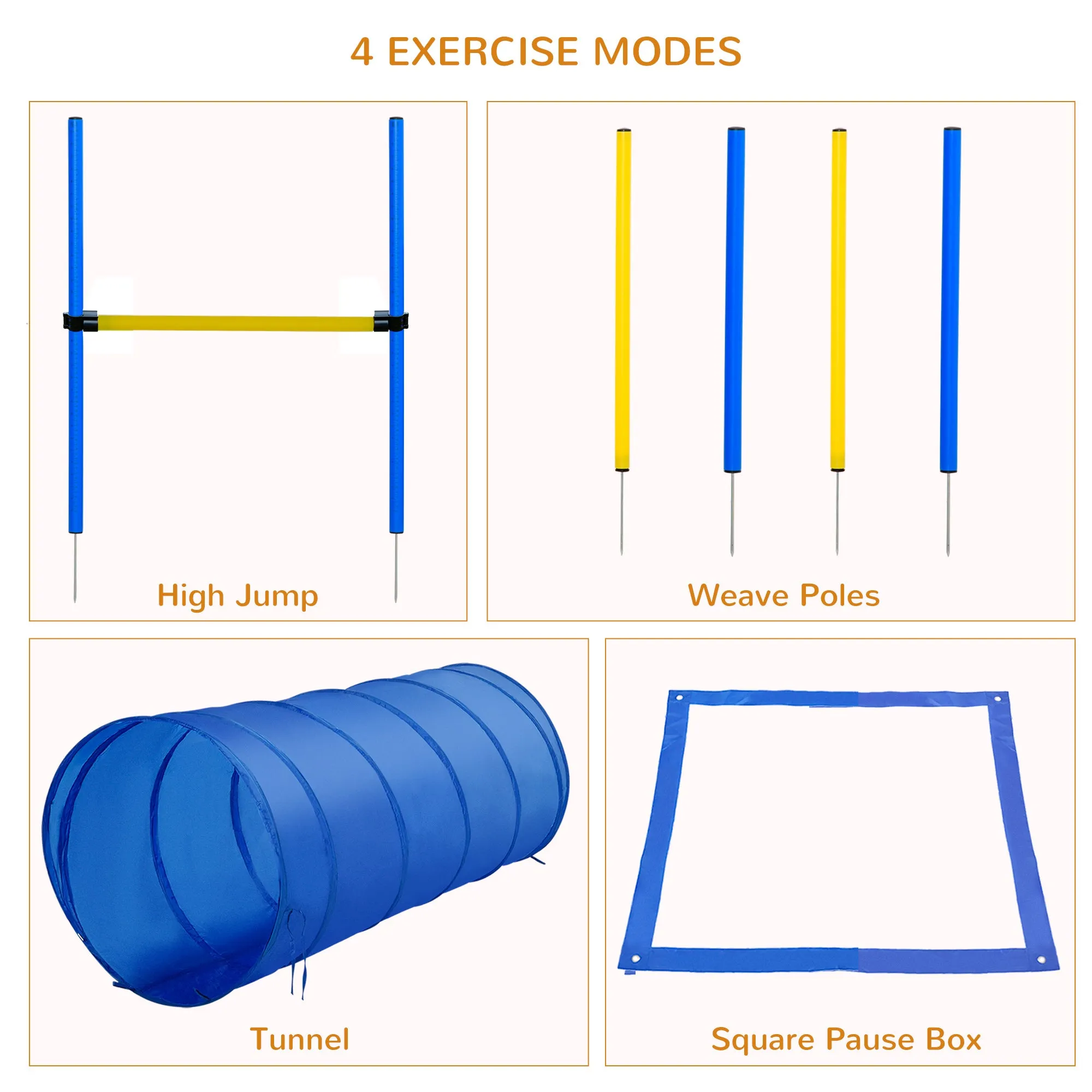 Adjustable Pet Agility Training Set-Blue/Yellow