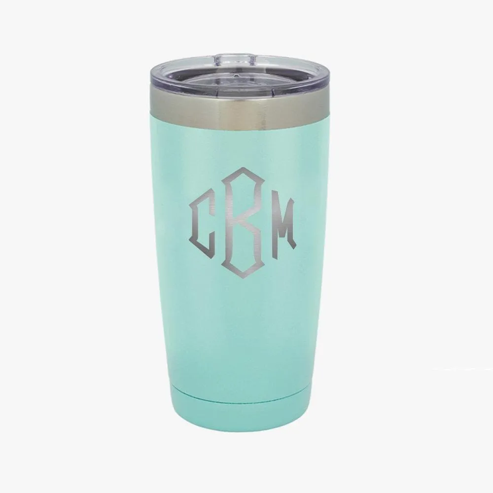 Block Monogram 20 oz Colored Coffee Tumbler w/Clear Lid