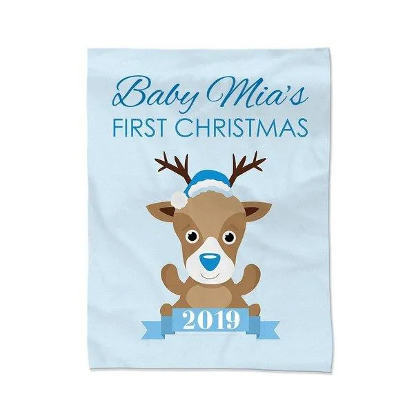 Blue First Christmas Blanket - Small