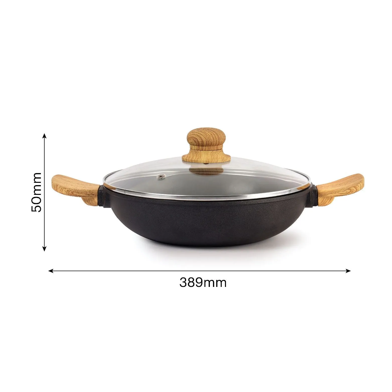 Castello Die Cast Induction Base Kadai With Glass Lid