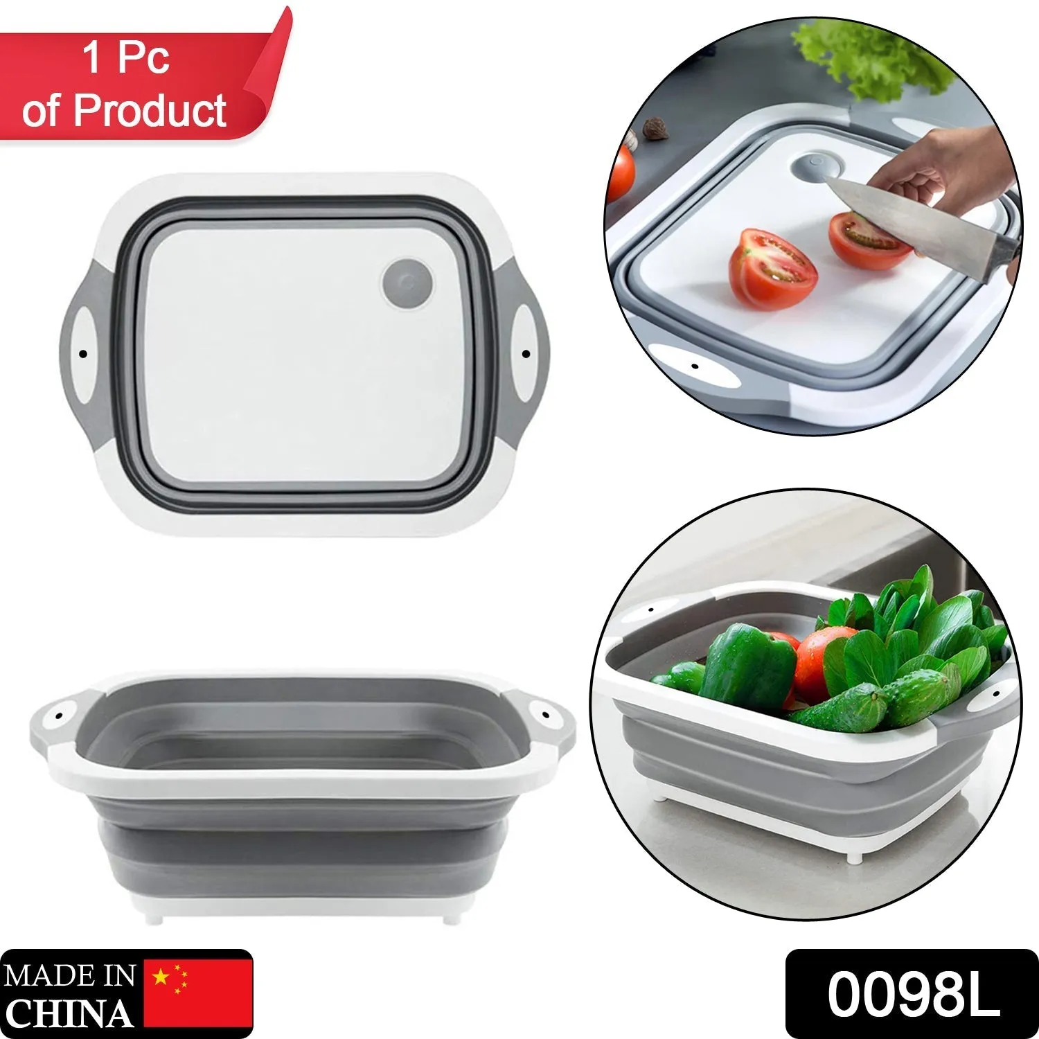 COLLAPSIBLE CUTTING BOARD WITH DISH TUB BASKET For Kitchen Use ( 1 Pcs )