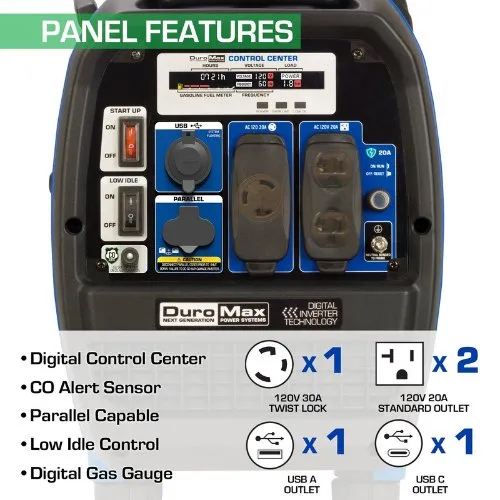 DuroMax 2300 Watt Dual Fuel Portable Digital Inverter Generator