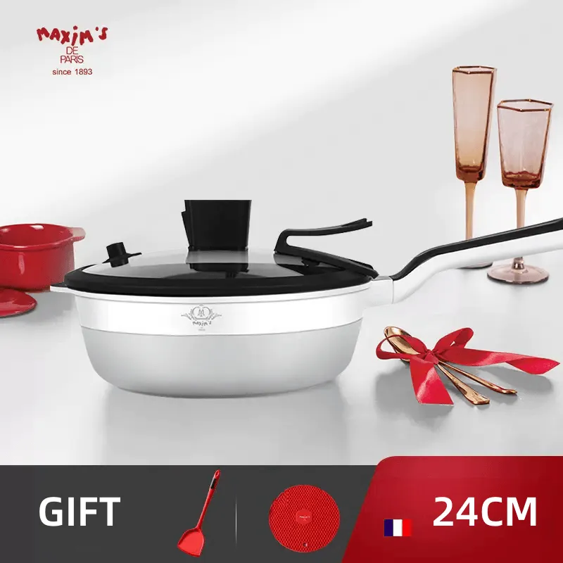 French MAXIM'S Non-Stick Pan Gourmet Household Flat Cooking Induction Cooker Small Multi-Functional Non-Stick Wok