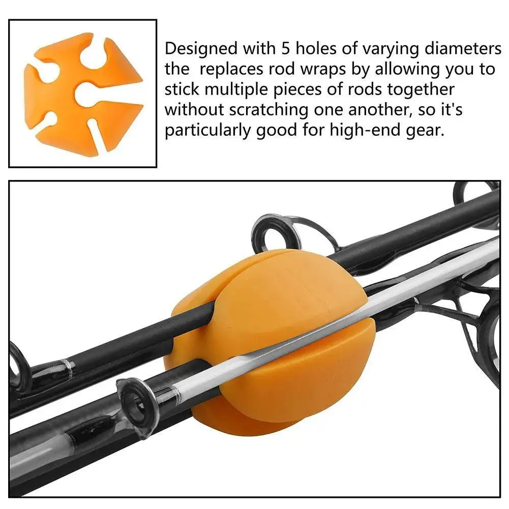 HiMISS 6-Piece Silicone Fishing Rod Holder Straps