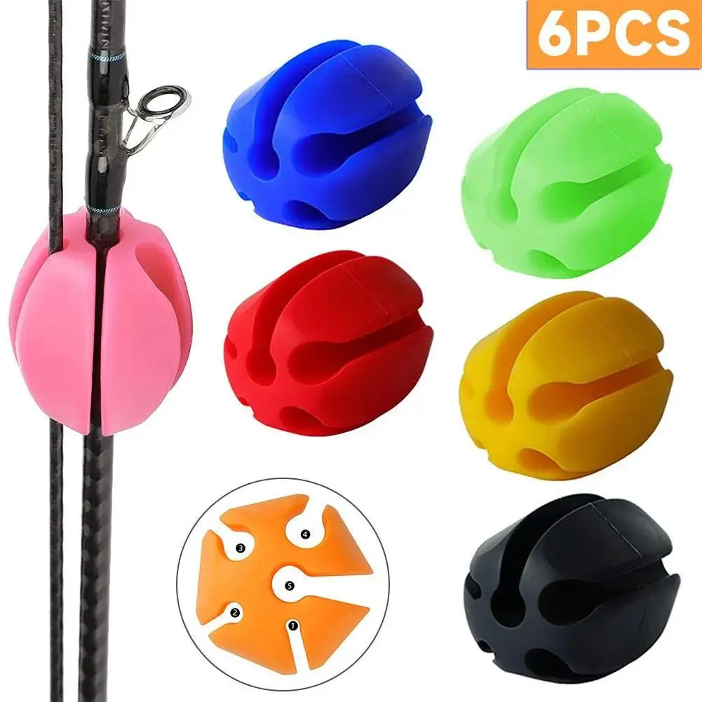 HiMISS 6-Piece Silicone Fishing Rod Holder Straps