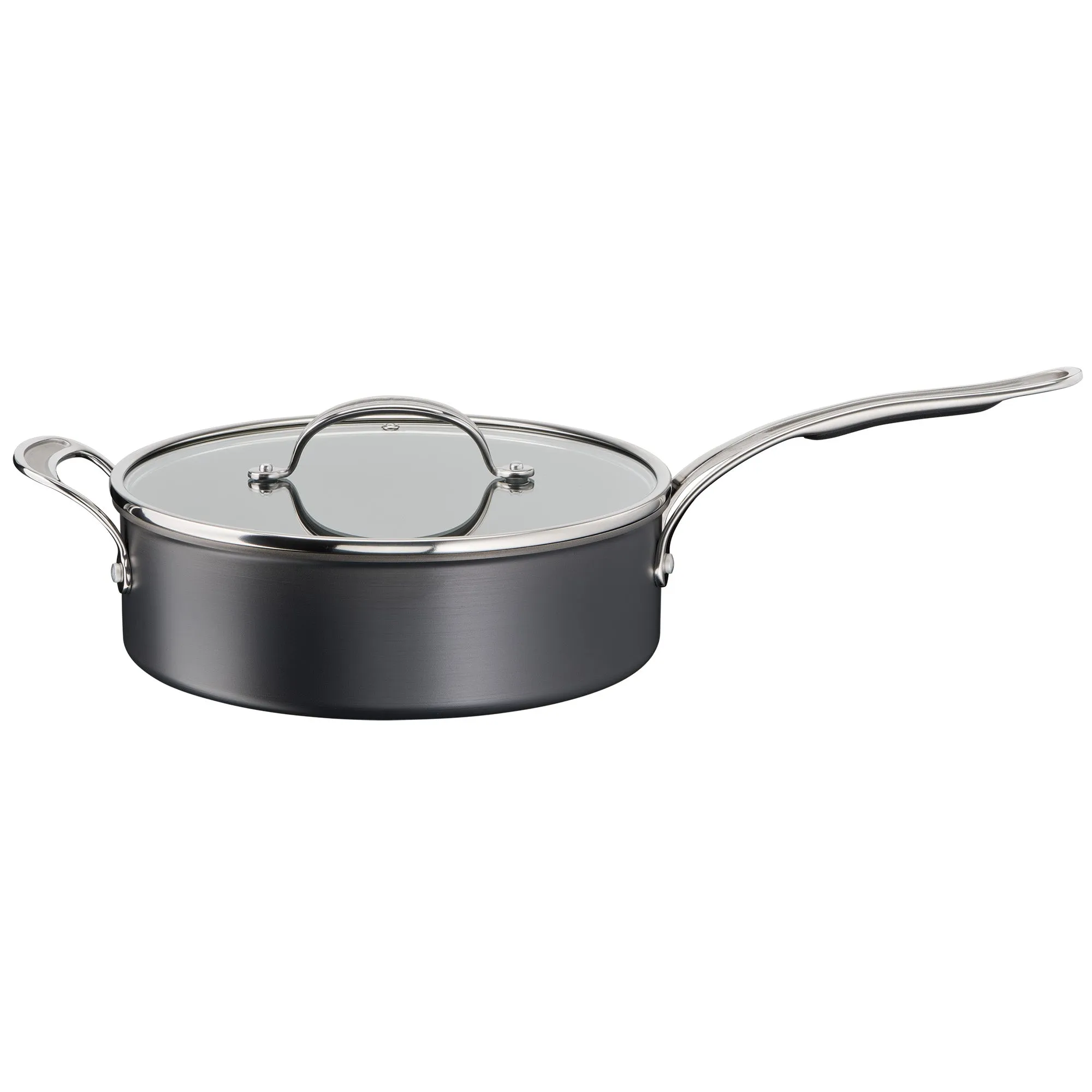 Jamie Oliver by Tefal Cooks Classic Non-Stick Induction Hard Anodised Sautepan   Lid 26cm