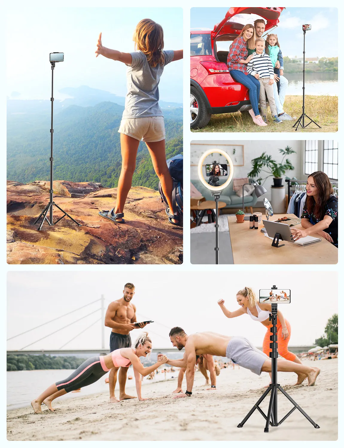 MPOW 62" Selfie Stick Tripod, Bluetooth Remote ,Lightweight, 360° Rotation 194AB