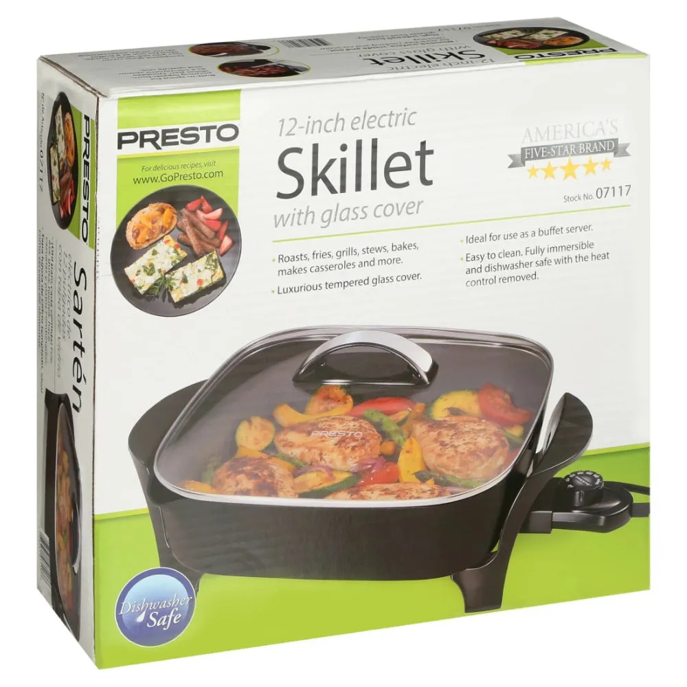 Multifunctional Presto® 12" Electric Skillet with Glass Cover