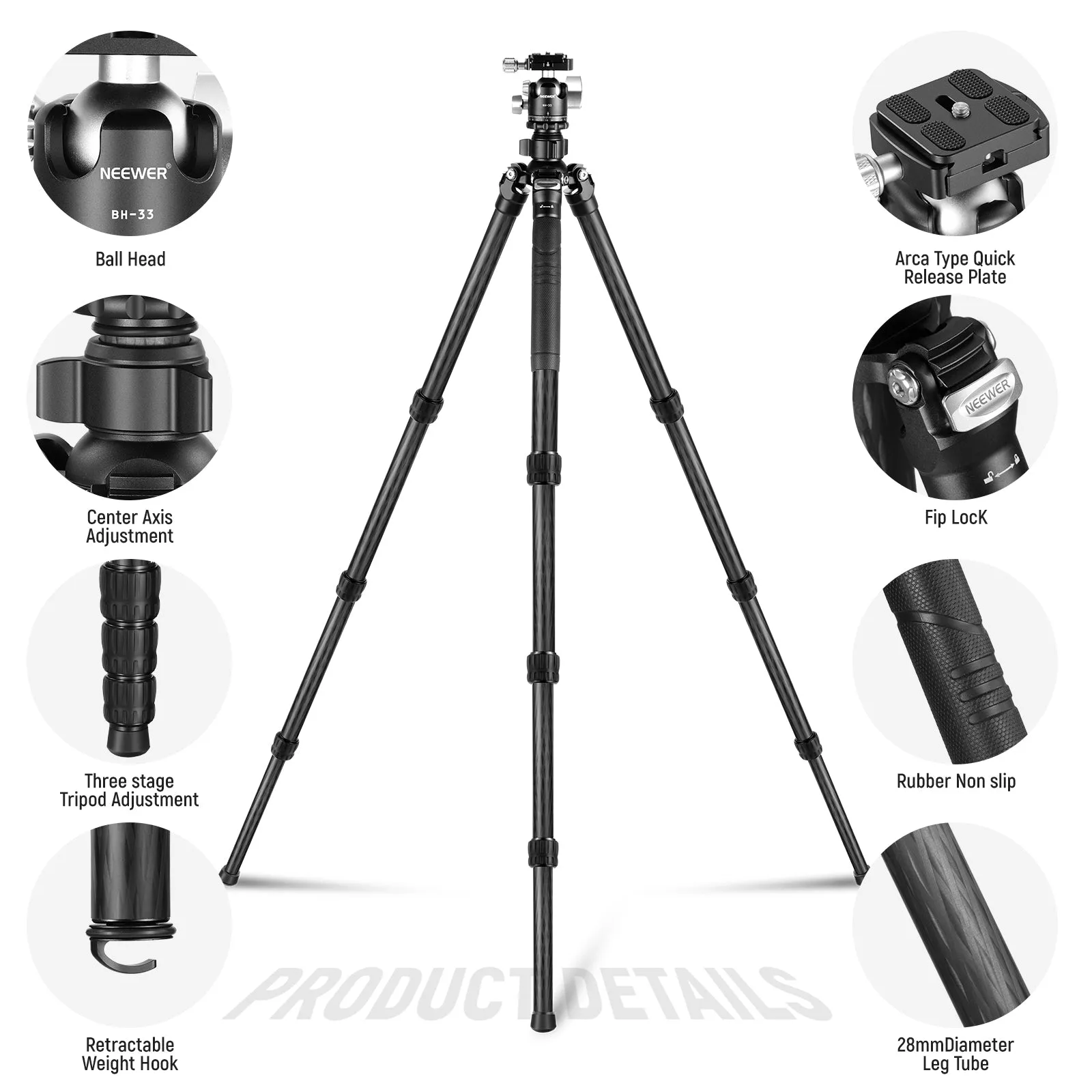 NEEWER TP18 64.5" Pro Carbon Fiber Camera Monopod Tripod