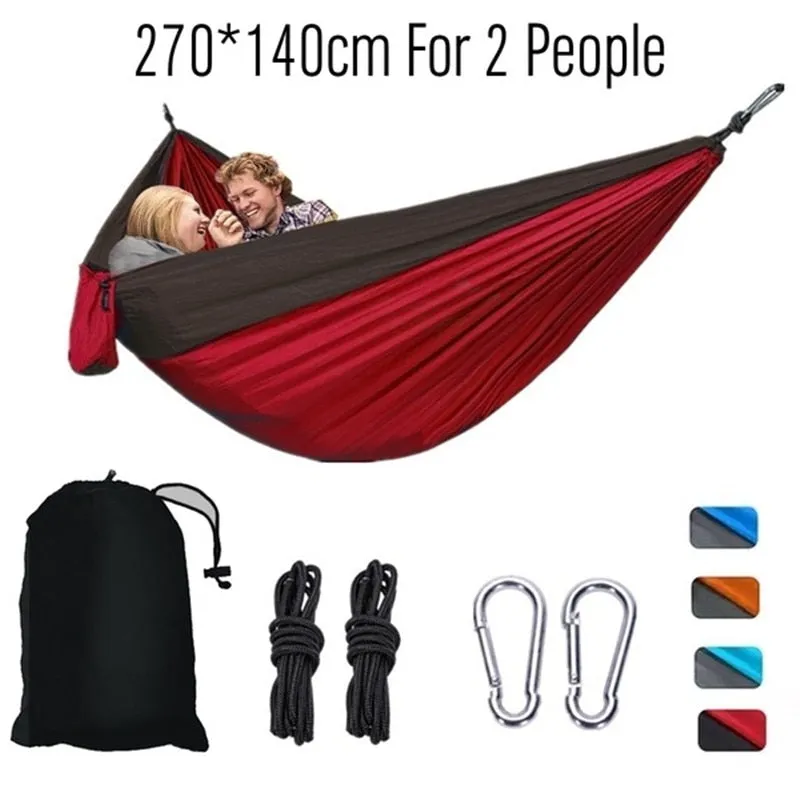 Nylon Colour Matching Hammock Outdoor Camping Ultra Light Portable Hammock for Double Person