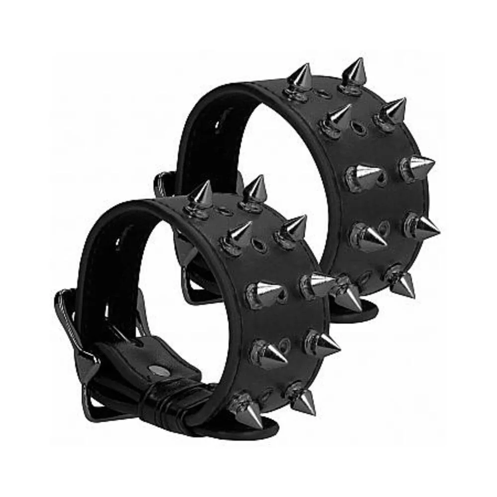 Ouch! Skulls & Bones Spiked Handcuffs Black