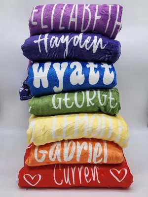 Personalized Name Blankets - All Colours and Fonts - 3 Sizes