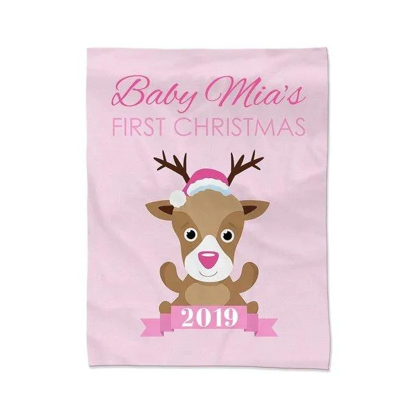 Pink First Christmas Blanket - Medium