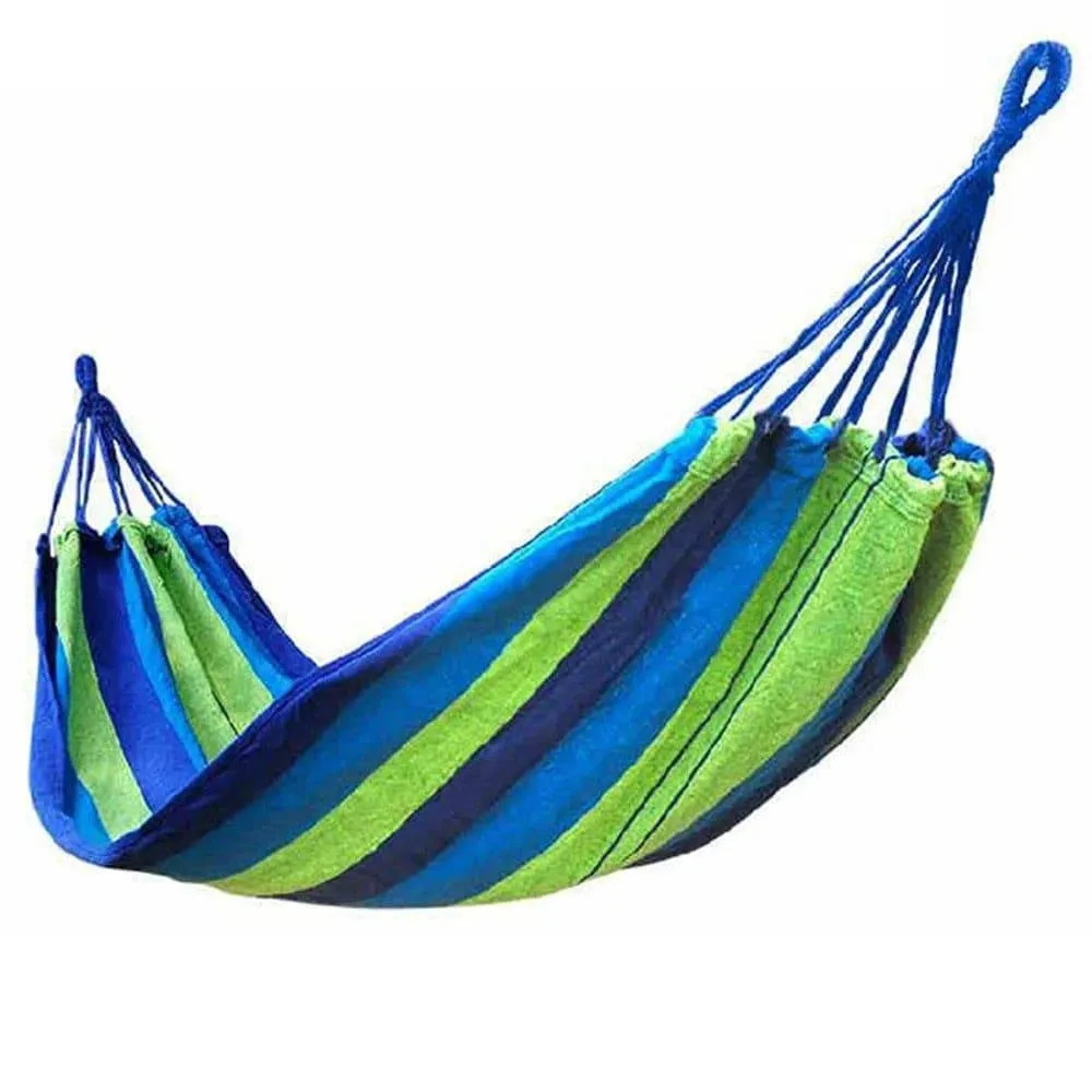 Portable Hammock Striped Camping Swing with Storage Bag for Outside Indoor Tree 330lb Capacity Double Hammock Camping Essentials