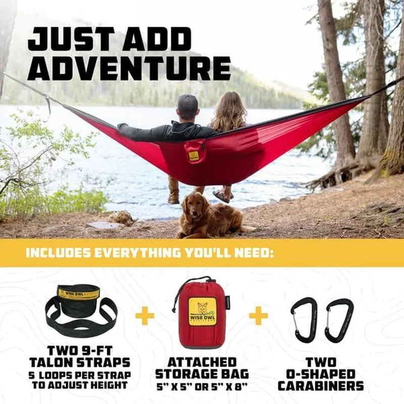 Portable Lightweight Nylon Hammock - up to 500Lbs