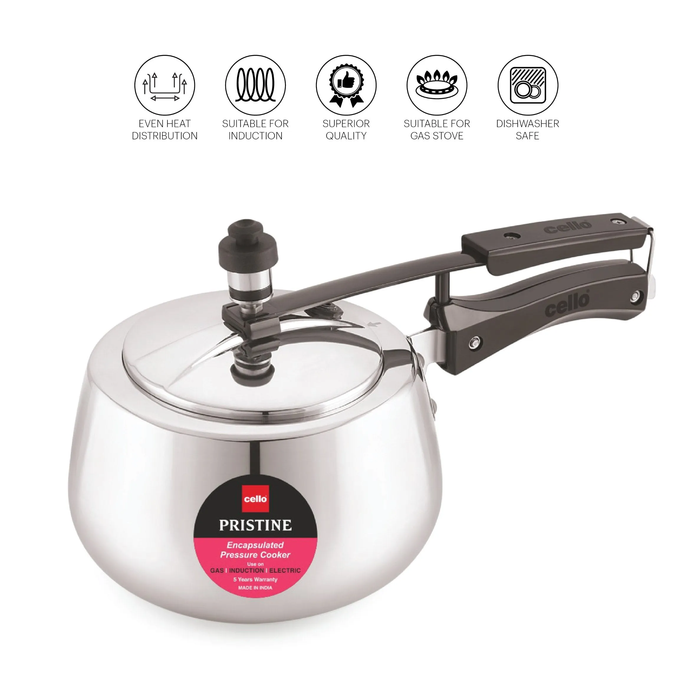 Pristine Encapsulated Pressure Cooker, Silver