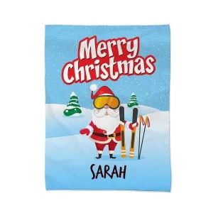 Santa Skiing Blanket - Medium