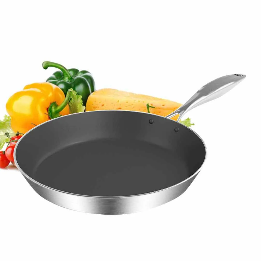 SOGA Stainless Steel Fry Pan 26cm 34cm Frying Pan Skillet Induction Non Stick Interior FryPan