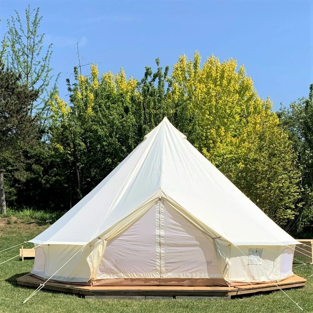 timeless Outdoor Luxury Waterproof 5M/16.4 Oxford Bell Tent with Stove Hole Dome Yurt Glamping Tent For 3-10 Persons Camping