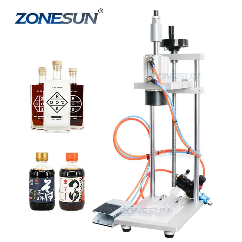 ZS-XG30ZC Semi-automatic Liquor Wine Gin Jar Whisky Glass Bottle Cap T-Cork Pressing Capping Machine